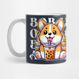 Cute Corgi Drinking Boba T-Shirt: Adorable Dog Tee for Boba Tea Lovers Mug